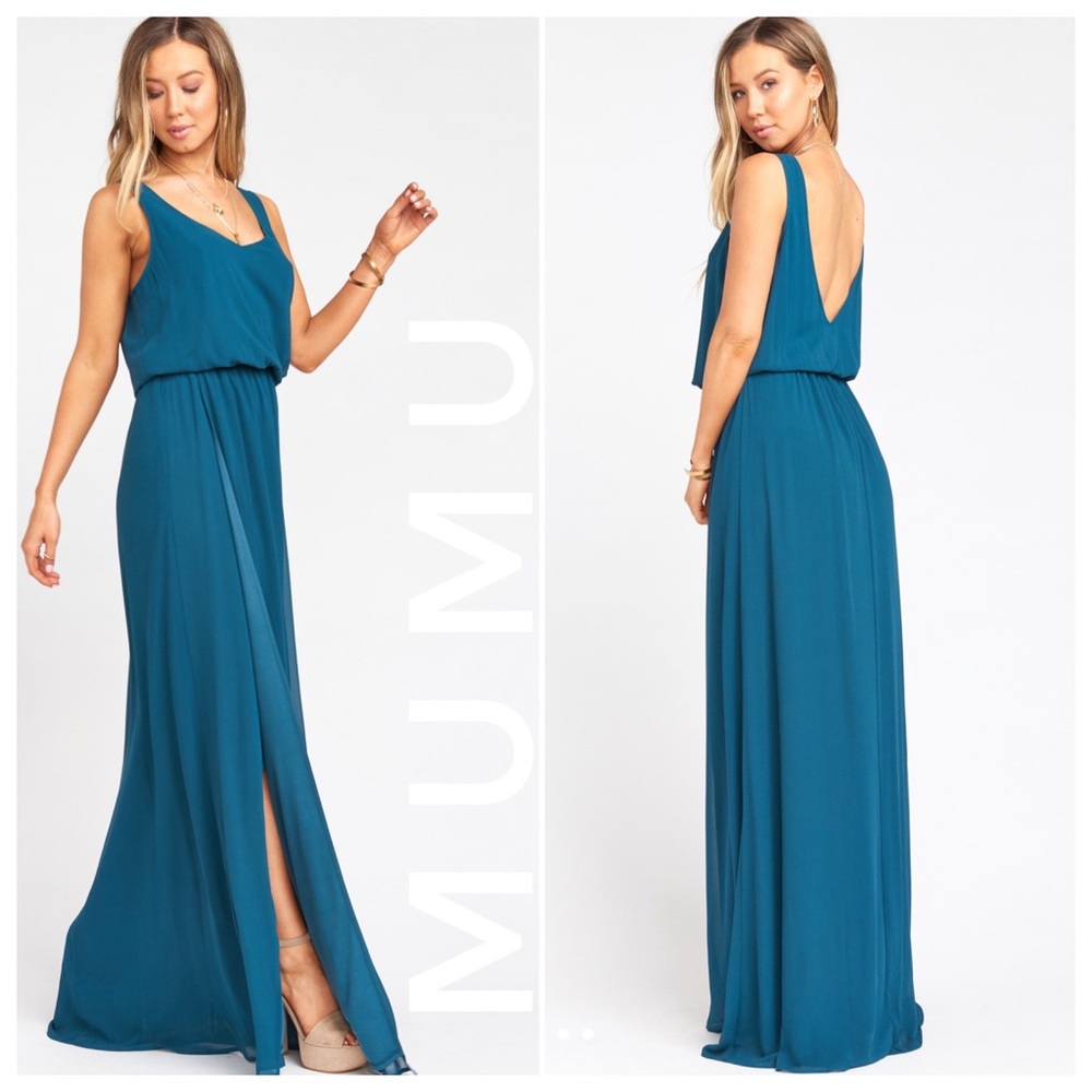SHOW ME YOUR MUMU Kendall deep jade chiffon maxi